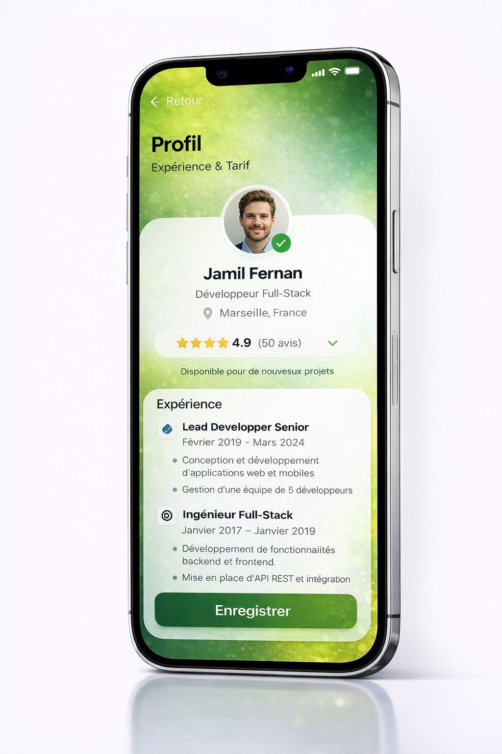 Écran tarif journalier