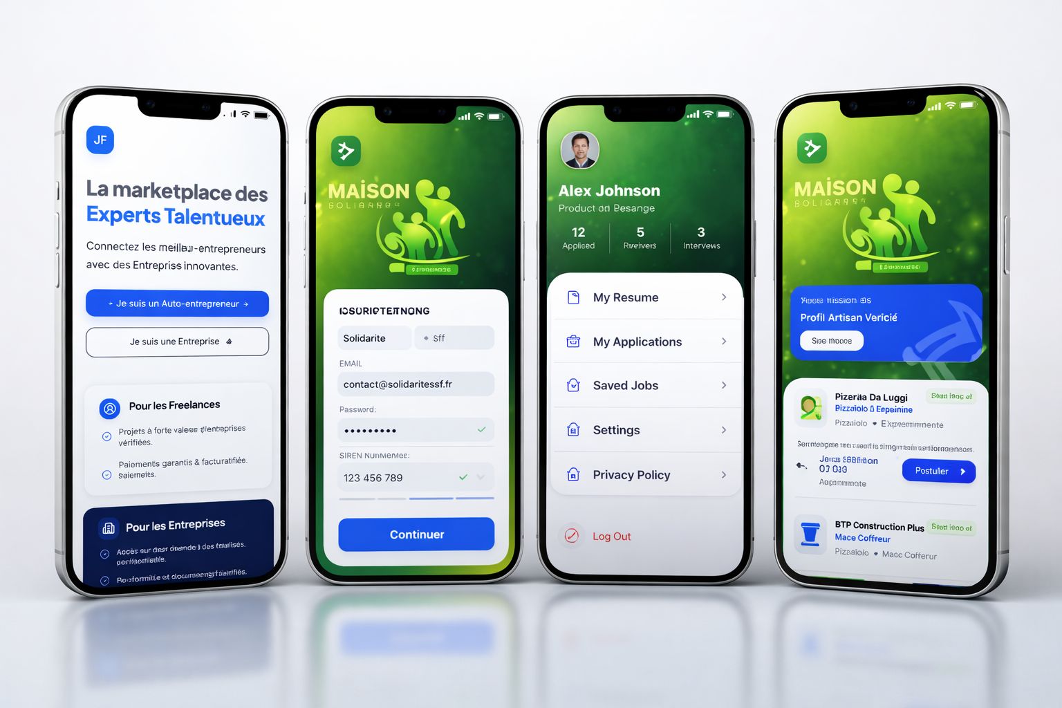 Écran d'inscription/connexion